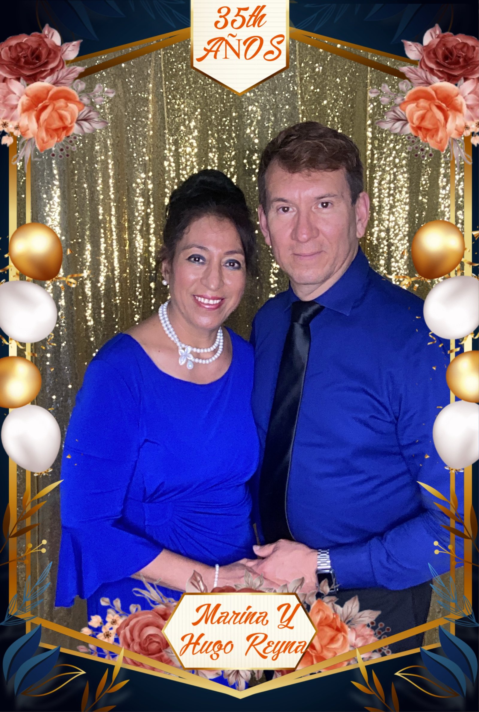 Wedding guests using digital photo booth with props